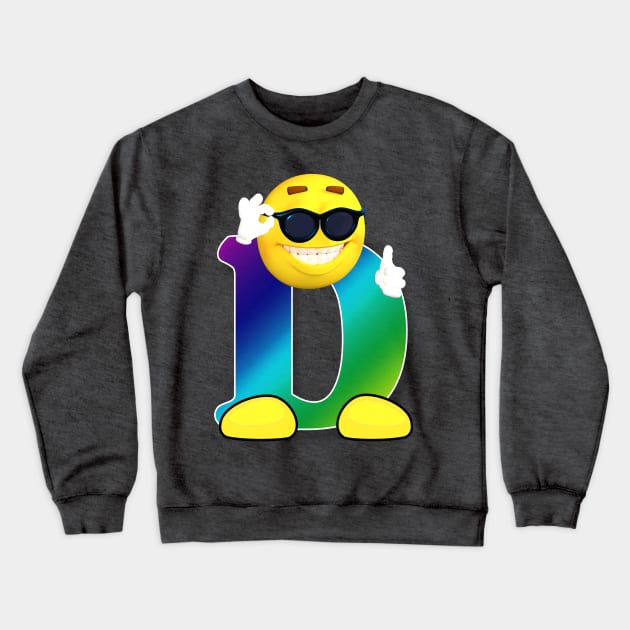Letter D Alphabet Smiley Monogram Face Emoji Shirt for Men Women Kids Crewneck Sweatshirt by PatrioTEEism